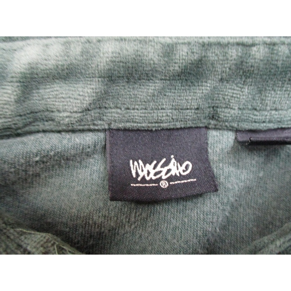 Mossimo Shirt Mens Medium Green Velour Polo Long Sleeve Chest Pocket Collared - Picture 4 of 14